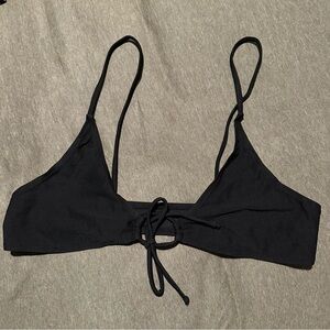 True Tone Chrissy Tan Through Black Bikini Top with Tie Detail Size Large